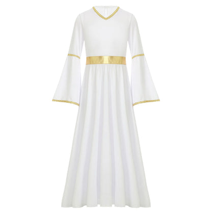 Kinder Mädchen Engel Kostüm Weiß Griechischer Gott Robe Halloween Cosplay Kleid Rollenspiel Karneval Performance Kleid mit Flügeln Dress Up