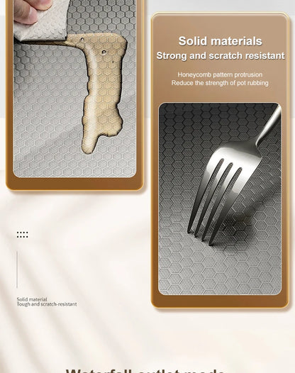 Large Single Slot Embossed Stainless Steel Waterfall Kitchen Sink  Household Wash basin Dishwashing  Sink For Kitchen