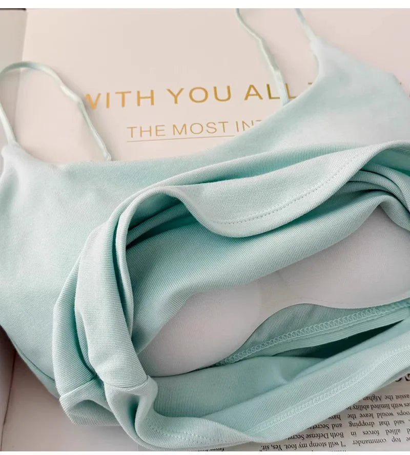 Einfarbiger Pyjama mit Brustpolstern, gestreifte Shorts für Damen, Sommer, dünne Leibchen-Shorts, Loungewear, großer Pyjama, zweiteiliges Set.