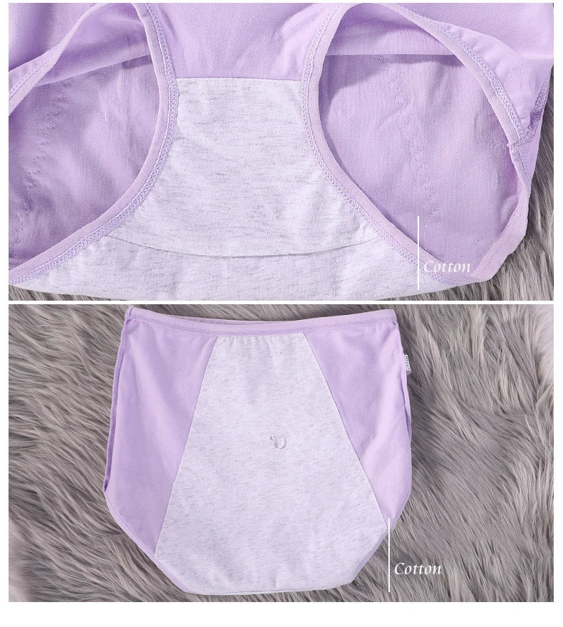3pcs Girl Menstrual Panties Women's Physiological Briefs Ladies Period Leak Proof Panty High Waist Cotton Underwear.