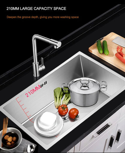 304 Stainless Steel Kitchen Sink Multiple Size Single Bowl Undermount Basin For Kitchen Fixture Improvement With Drainage