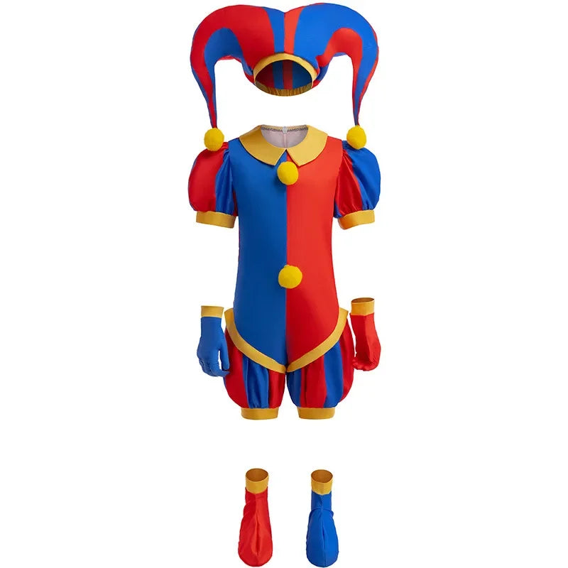 Mädchen Anime Cartoon Pomni Raghata Jax Caine Cosplay Kostüm erstaunliche digitale Zirkus Cosplay Clown Kind Overall Jungen Halloween Anzug