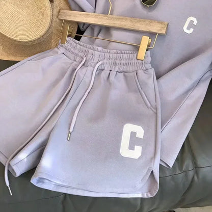 Bull Horn Sleeve Casual Sportanzug Damen Sommer Dünner Stil Sommer Laufmode Western-Stil Kurzarm Shorts Pyjamas.