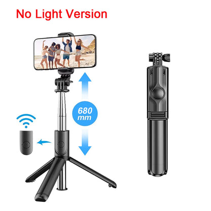 Bluetooth Selfie Stick Mobile Phone Holder Retractable Portable Multifunctional Mini Tripod With Wireless Remote Shutter.