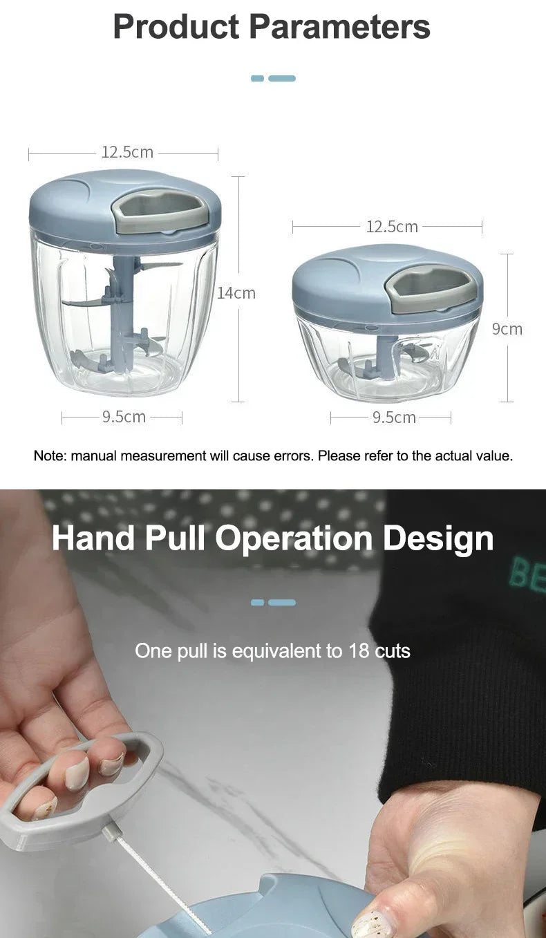 Manual Meat Mincer 500/900ML Garlic Chopper Kitchen Cooking Accessories Vegetable Onion Cutter Rotate Garlic Press Crusher.