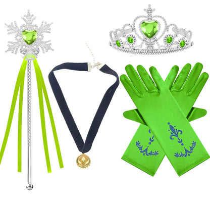 Anna Grünes Kleid Mädchen Spitze Tüll Elegantes Kleid Kinder Bühnenshow Prinzessin Kostüm Kinder Purim Cosplay Kleidung