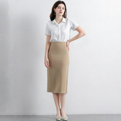 Women's Professional High Waist Long Pencil Skirt, Slim Fit Black Hip-hugging Skirt for Office Commute