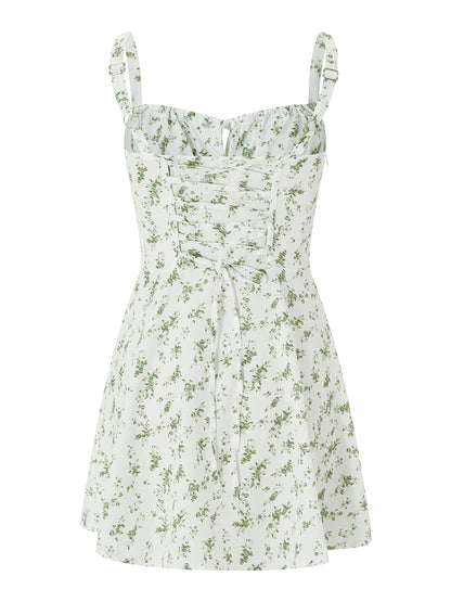 Combhasaki Damen-Kleid, elegant, Blumendruck, tief ausgeschnitten, zum Binden, ärmellos, Cami, figurbetont, Korsett, kurzes Kleid, Sommer, rückenfrei, Party, Clubwear.