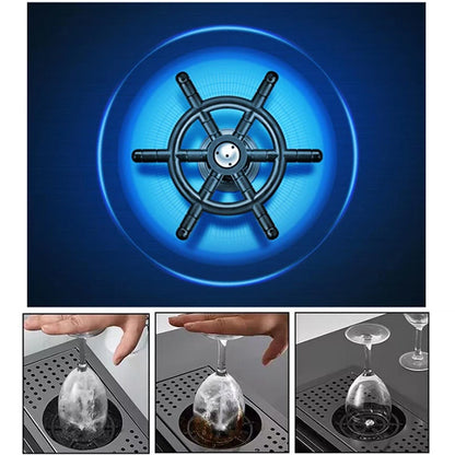 ASRAS Nano Black Small Size Kitchen Sink Cup Washer Hidden Bar Counter Cover Concealed Single Bowl Sinks With Lifting Faucet