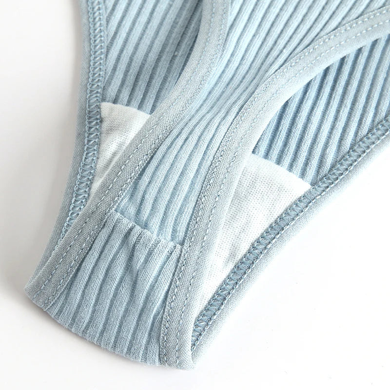 WarmSteps 10PCS Women's Panties Set Simple Striped Thongs Female Cotton Underwear Sexy Lingerie Cozy Sports G-Strings Underpants.