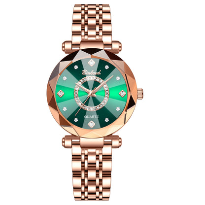 BINBONDN10 Women's Watches Elegant Fashion Original Quartz Watch for Lady Heart of the Ocean Design Waterproof Luminous Diamond