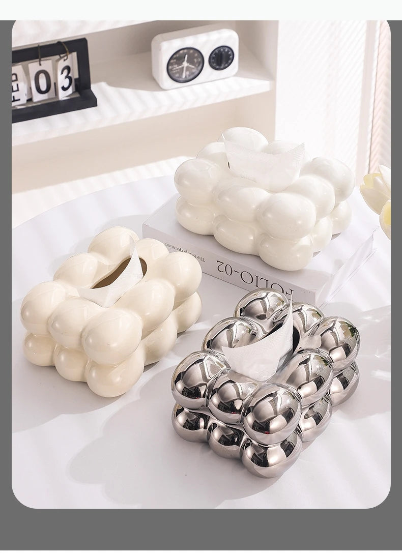 Ceramic Tissue Box Candy Drawer Napkin Paper Drawer Tray Household Storage Dining Table Tissue Box.