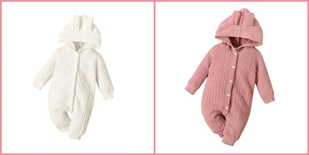 0-18 Monate Neugeborenes Baby Mädchen Bodysuit einfarbig Hoodie Langarm Stram pler Herbst & Winter warme Overall Kleidung für Baby.
