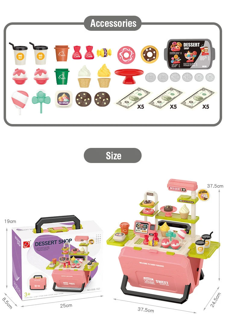 Kitchen Food Role Play Pretend Play Children Toy Ice Cream Candy Sweet Dessert Accessories Toys for Kid Christmas Birthday Gifts