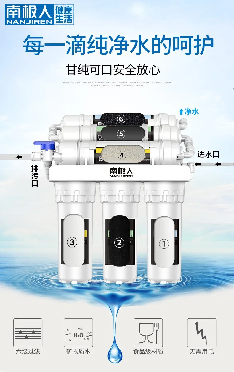 NAN JI REN Water Purifier Household Direct Drinking Kitchen Tap Water Filter Six Ultrafiltration Water Purification Home System.