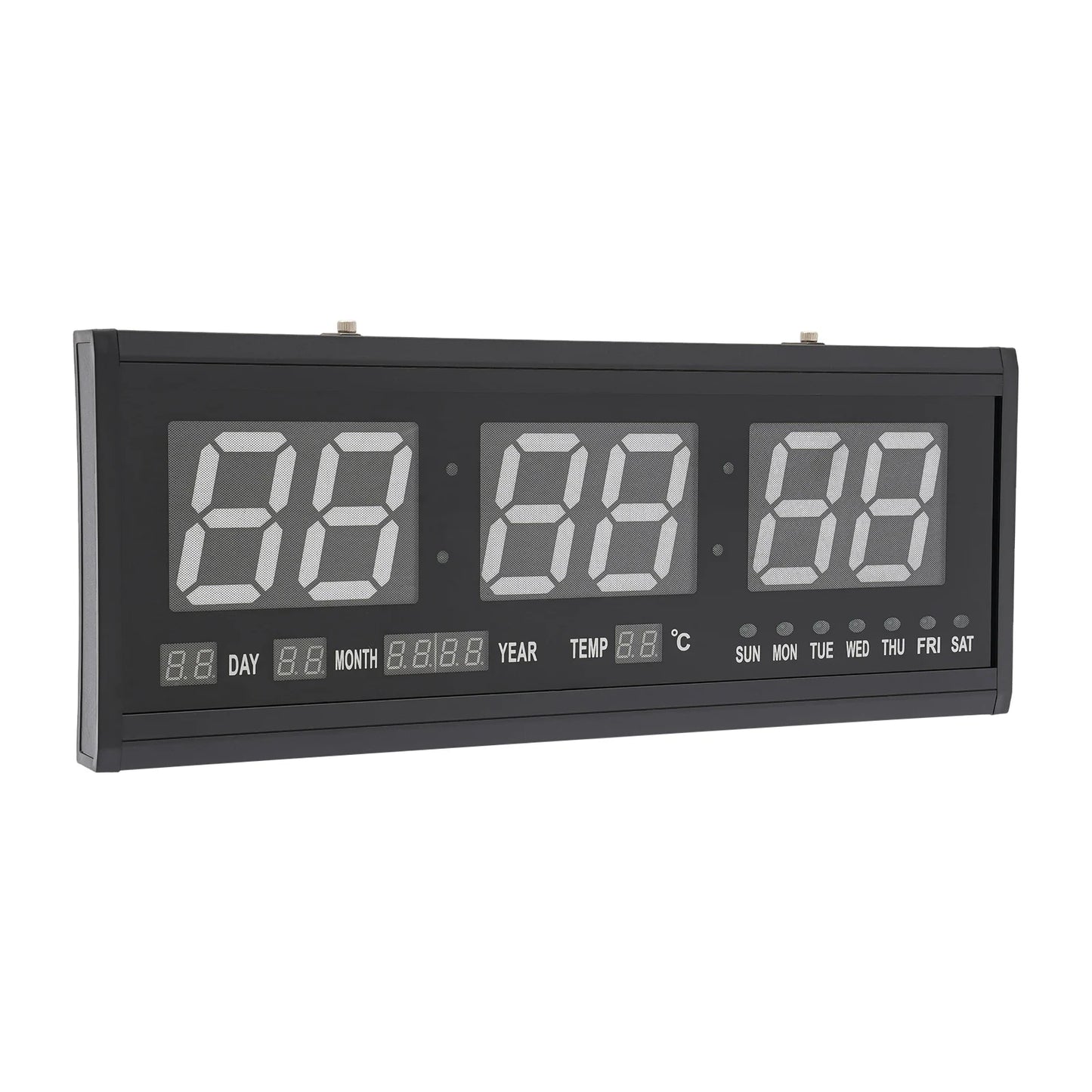 220 V große LED-Digital-Wanduhr, Zeit, Temperatur, Datum, Woche, Anzeige, automatischer Dimmer, leuchtende, leise Tischuhr, Wanduhr, 48 x 19 cm