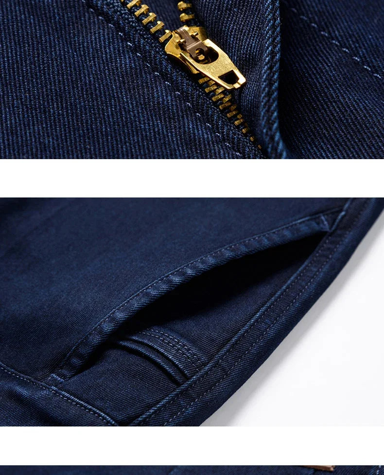 Spring Autumn Men's Classic Business Jeans Straight Elastic Fashion Washed Denim Trousers Brand Clothing Office Jean Pants Male.