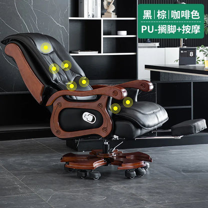 Business Leder Büro Computer Stuhl Liege Verstellbare Rückenlehne Executive Rotierenden Stuhl Massage Computer Büro Möbel