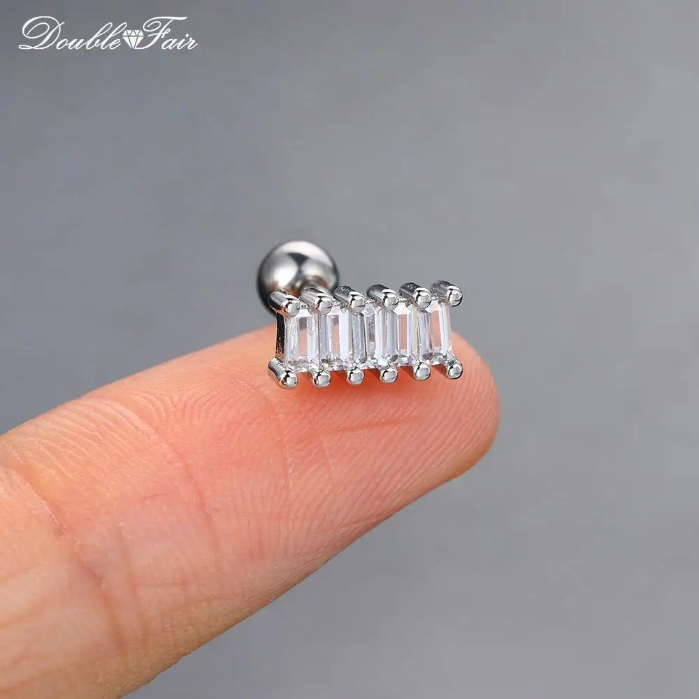 1pc Cartilage Tragus Helix Daith Crystal Ear Piercing Stud Earrings for Women Mini Screw Stainless Steel Stacking Ear Jewelry.