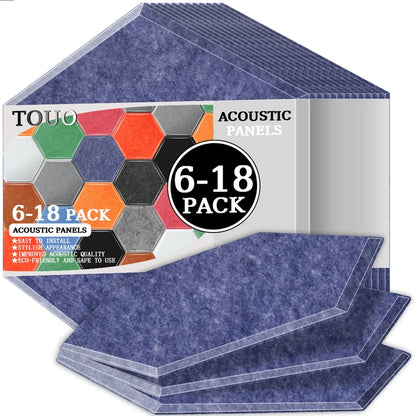 TOUO Acoustic Panels 6-18pc Noise Treatment Insulation Soundproofing Home Studio High Density Soundproof Wall Decor Bedroom