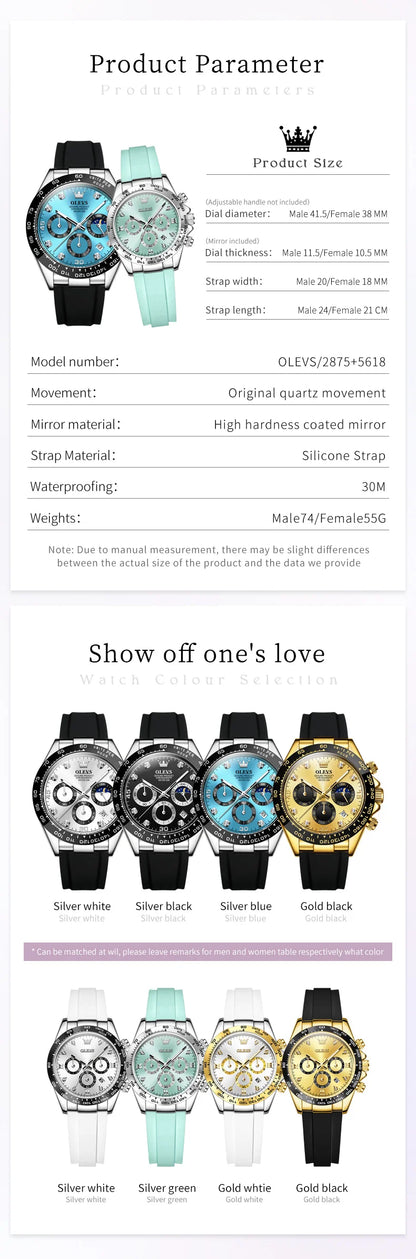 OLEVS Top Luxury Elegant Watch for Women Waterproof Luminous Ladies Watch Light Blue Silicone Strap Quartz Women's Watches Reloj.