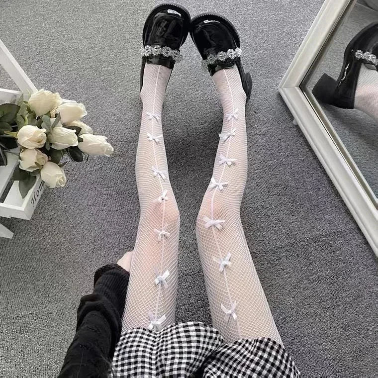 Japanese Lolita Retro Floral Rattan White Stocking Hot Tights Classic Lolita Hollowed Out Lace Mesh Stockings Bottomed Pantyhose
