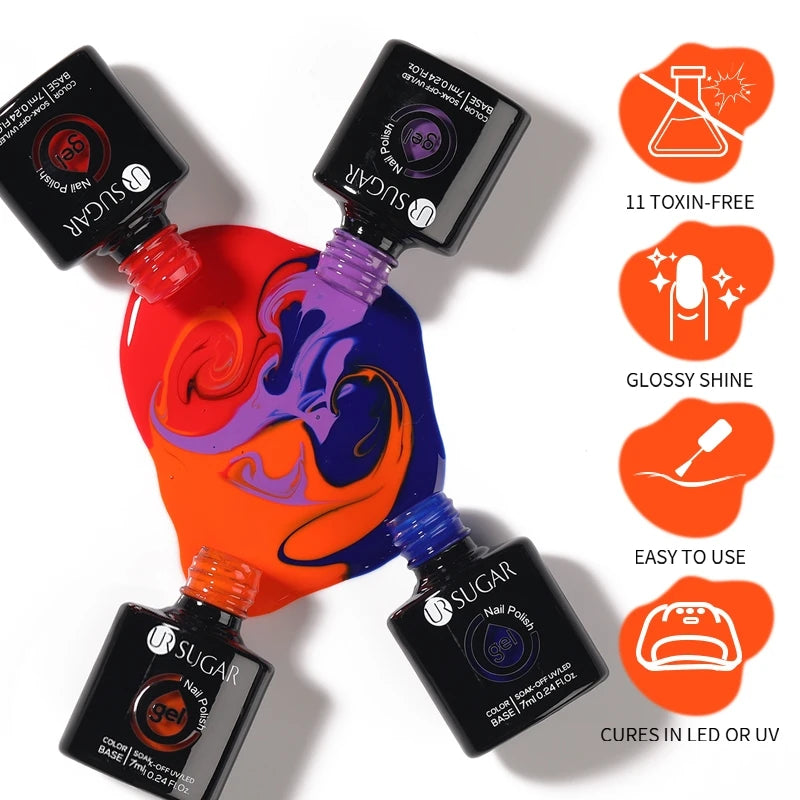 UR SUGAR 7/7.5ml Summer Blue Silver Gel Nail Polish Semi Permanent High Quality Soak Off UV LED Varnishes Nails Art Manicure.