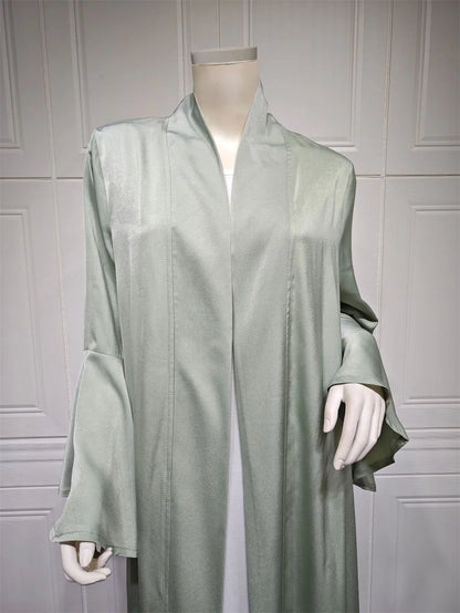 Siskakia Muslim Open Kimono Abaya For Moroccan Women Fashion Ruffle Sleeve Arab Dubai Clothing Jalabiyat Turkey Soft Gulf Robe