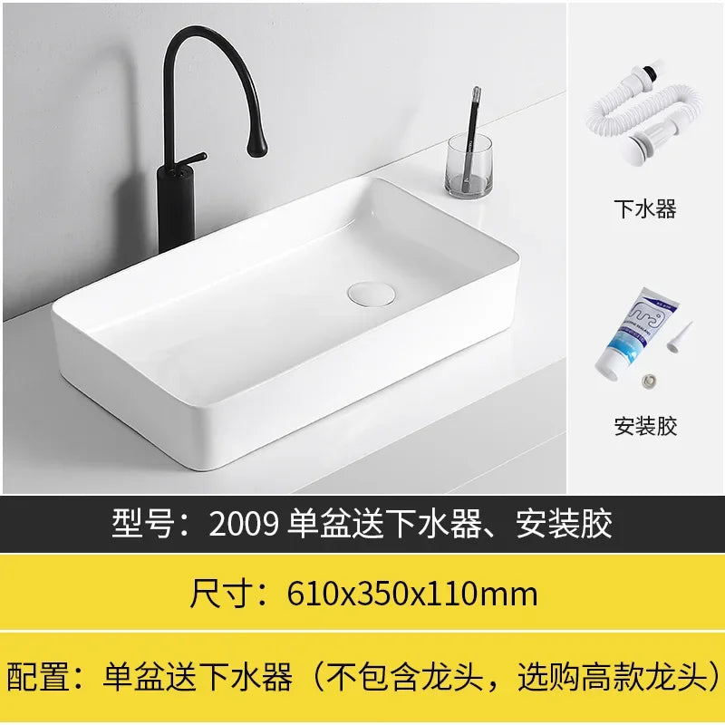 Arbeits platte Waschbecken Seite Entwässerung Keramik Waschbecken Balkon Waschbecken Kunst becken Einzel becken quadratischer Kreis