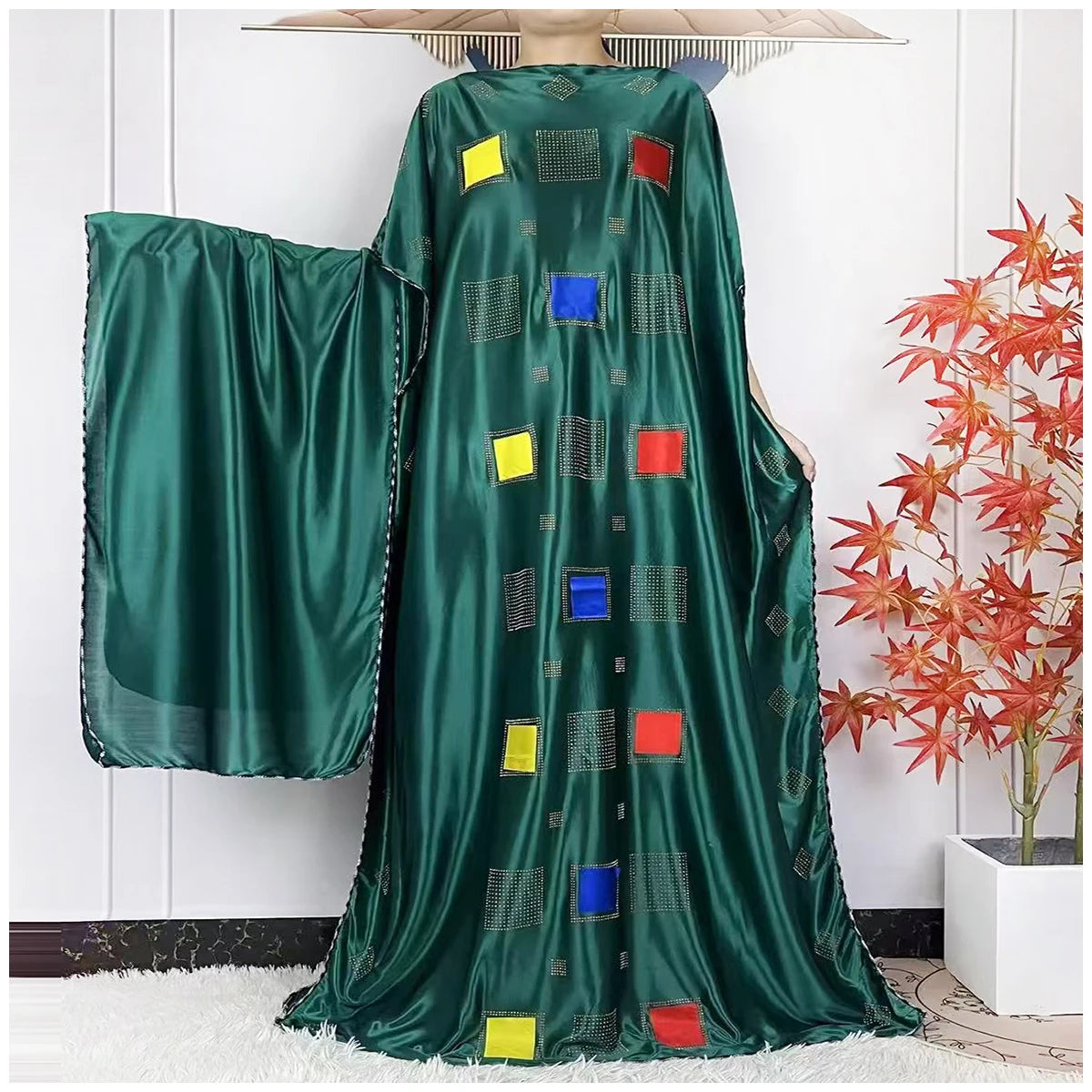 African Abaya For Women Kaftan islamic Clothing With Scarf African Women Dress Inlaid Mubarak Dubai Femme Luxury Muslim Dress