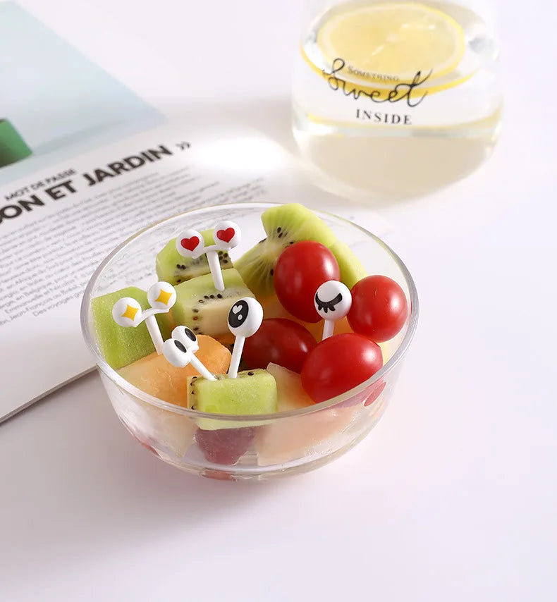 10/30/50Pcs Mini Skewers Cute Cartoon Eyes Kawai Lunch Bento Box Food Fruit Picks Fork Sticks Buffet Sandwich Toppers Decor fork.