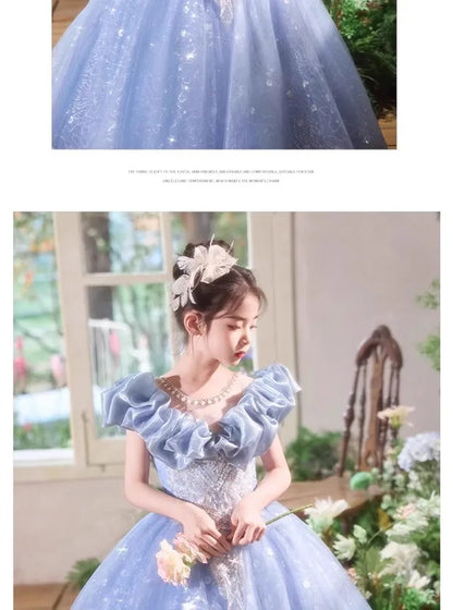 Elegangt Mädchen Abendkleid Luxus Prinzessin Kleid Geburtstag Party Pageant Outfit Kinder Klavier Rezitieren Leistung Formelle Kleidung.