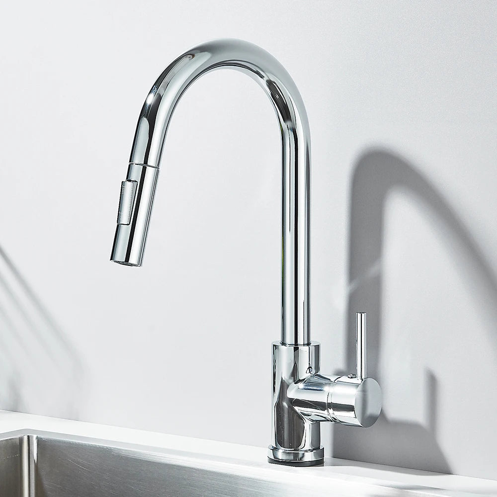 Black Pull Out Kitchen Faucet Deck Mounted Flexible Hot And Cold Water Kitchen Sink Mixer Tap With Stream Shower Modes Nozzle