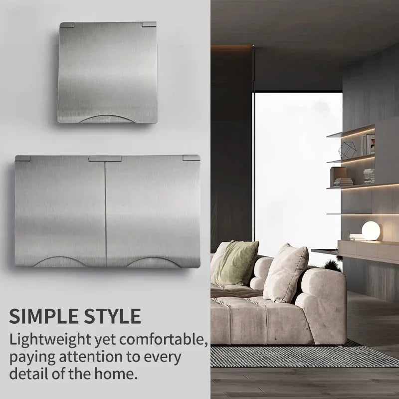 Wandmontage 1 Gang 2 Gang 8 mm Edelstahl-Panel-Buchse 13 A Schalter Computersteckdose Telefonsteckdose Thai US UK EU Frankreich.