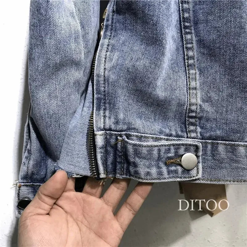 Frauen Denim Kosten Einreiher Taste Jacken Fleece Patchwork Strickjacke Taschen Oberbekleidung Casual Warm Solide Lose Fit.