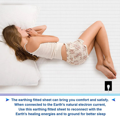 MAXSHARER Earthing 180*200*30cm fitted sheet Organic cotton with Conductive silver fiber Grounding bed sheet for Nature Wellness.