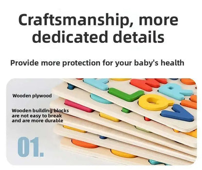 Montessori Toys Letter Numbers Wooden Puzzle Sorting Math Bricks Preschool Early Learning Educational Toys for Children.