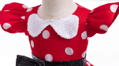 Disney Minnie Mouse Mädchen Polka Dot Schleife Prinzessin Kleid Jungen Kinder Mickey Mouse Halloween Karneval Party Performance Kleidung Anzug.