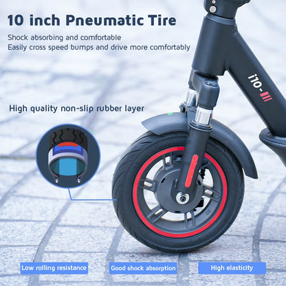 iScooter i10 Electric Scooter 10 Inch 650W Motor Foldable Electric Scooter Max Range 45Km 42V 15Ah Battery Scooter.