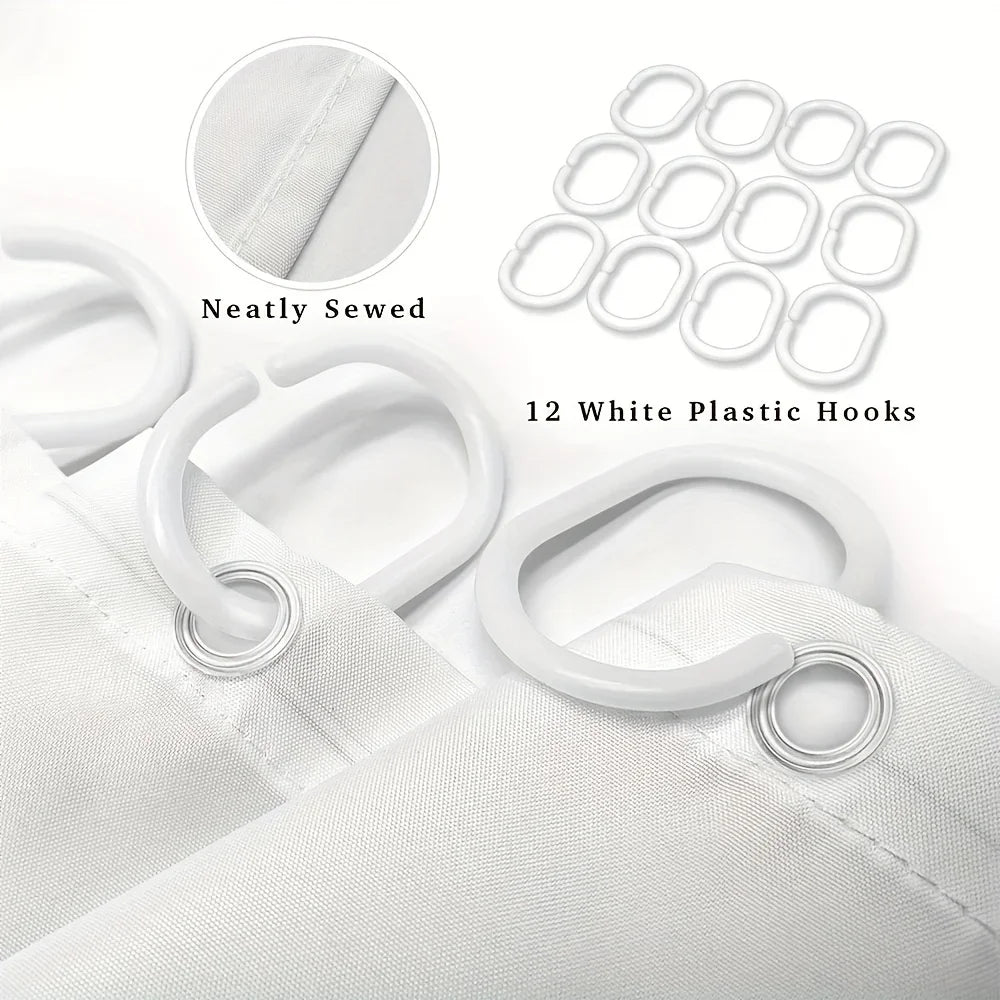 4-teiliges Set wasserdichter Duschvorhang mit Star River Moon-Muster und 12 Haken, bedruckter Vorhang, Badezimmer-Bodenmatte