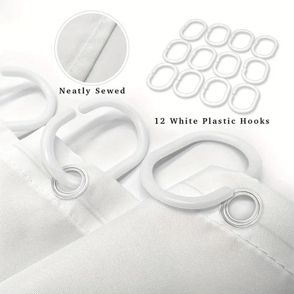 4-teiliges Set mit technologischen, blauen und schwarz karierten, bedruckten, wasserdichten Duschvorhängen mit 12 Haken, Badezimmer-Fußmatten