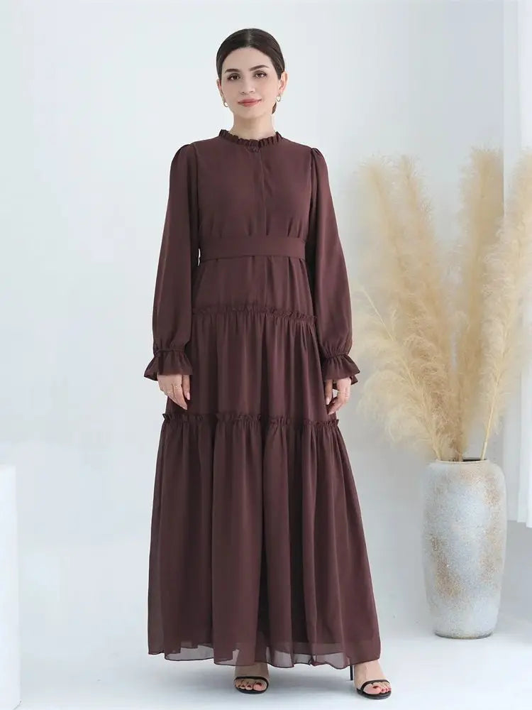 Ramadan Eid Chiffon Muslim Modest Khimar Abaya Set Dubai Turkey Islam Dress Abayas For Women Kebaya Kaftan Robe Femme Musulmane