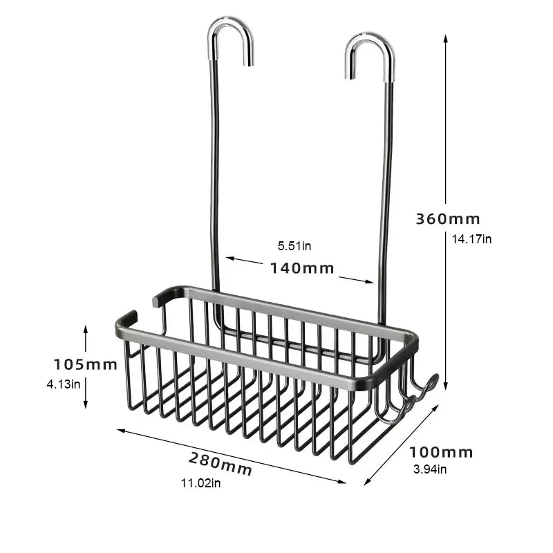 Kein Bohren, abnehmbares Regal, Aluminium-Badekorb, perforationsfreies Shampoo-Regal für Badezimmerregale zur Aufbewahrung von Dusch-Organizern