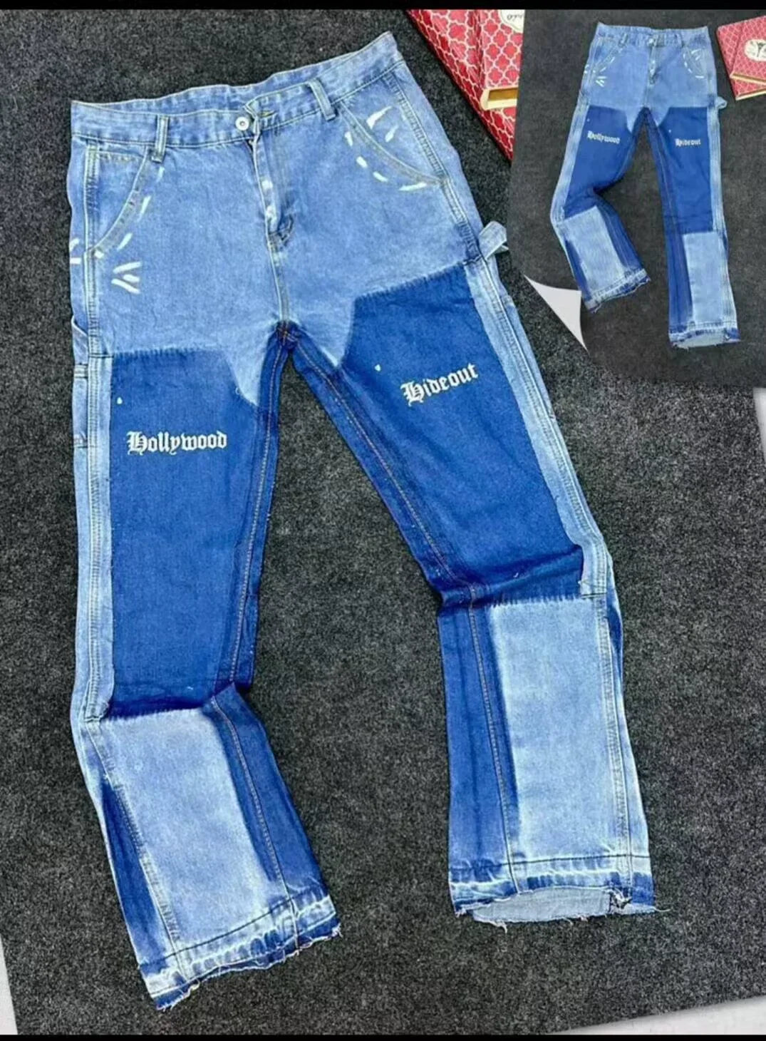 2025 Vintage Men's Jeans Distressed Vibe Bell Bottoms Clean Fit Woodworking Workwear Denim Pants For Outdoor Trade.