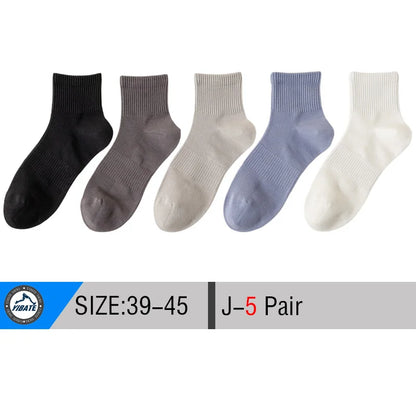5/10 Pair Men's  Cotton Socks High Quality Breathable Mesh Socks Durable Solid Color Casual Socks Fashion Dress Socks Man.