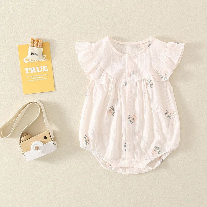 Säuglings kinder Baby Mädchen Kleidung Blumen overall Sommer coole Baumwolle Leinen ärmellose Babe Bodysuit Sonnen anzug Outfits für Neugeborene.