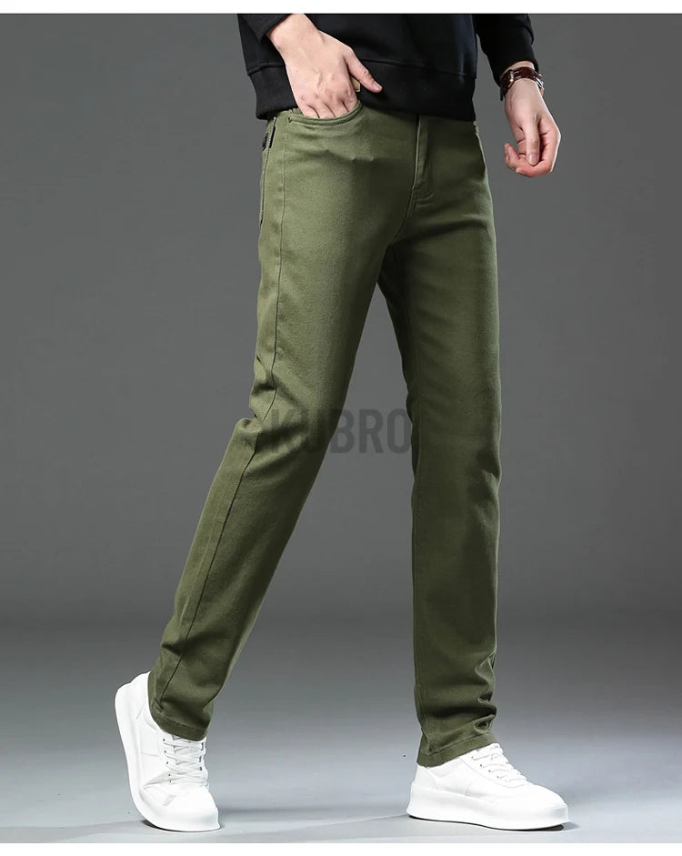 Fashion Loose Straight Business Casual Stretch Denim Pants Male Brand Trousers 3 Colors Plus Size Mens Clothing Slim Jeans 28-44