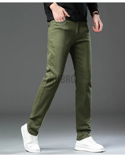 Fashion Loose Straight Business Casual Stretch Denim Pants Male Brand Trousers 3 Colors Plus Size Mens Clothing Slim Jeans 28-44