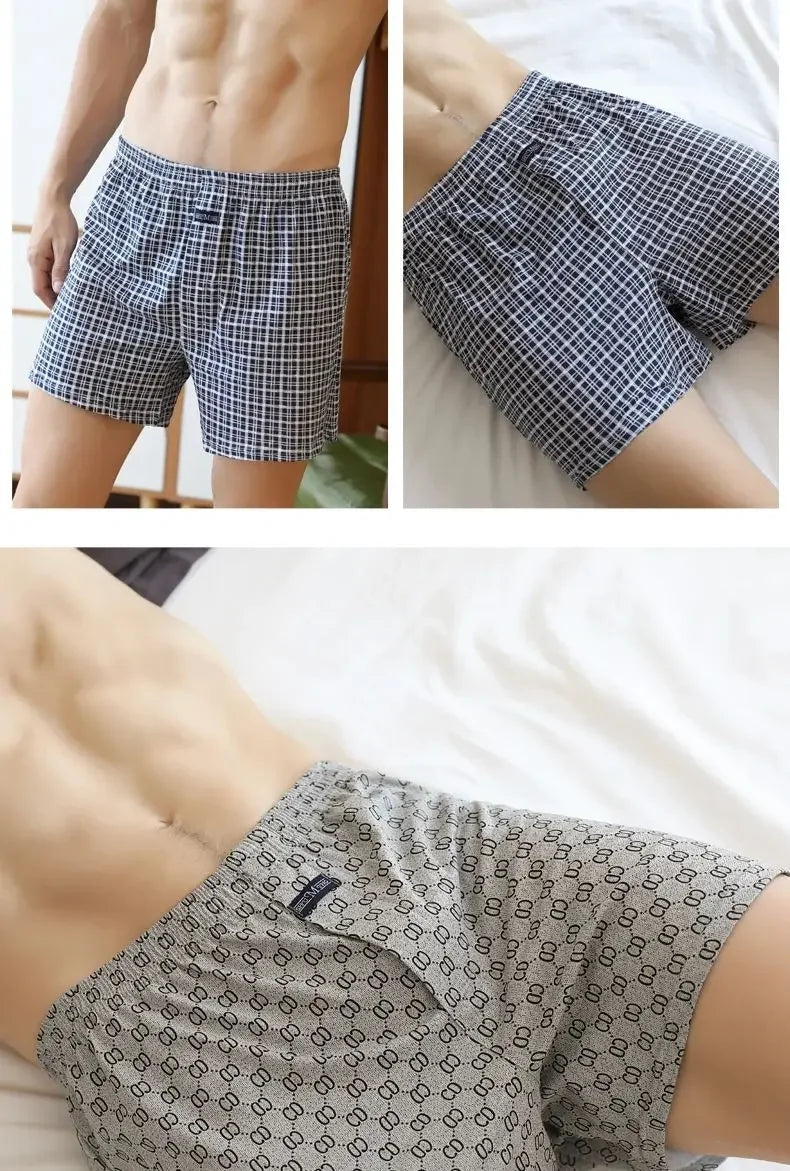 Plus Größe M-3XL männer Aro Hosen Baumwolle Gitter Unterwäsche Lose Hohe Taille Sommer Dünne Atmungsaktive Hause Shorts Beutel Unterhose