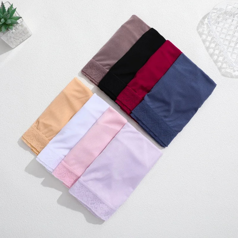 6PCS Women's Plus Size Lace Panties Seamless Solid Color Sport Cozy Physiological Underwear Female Breathable Elastic Lingerie.